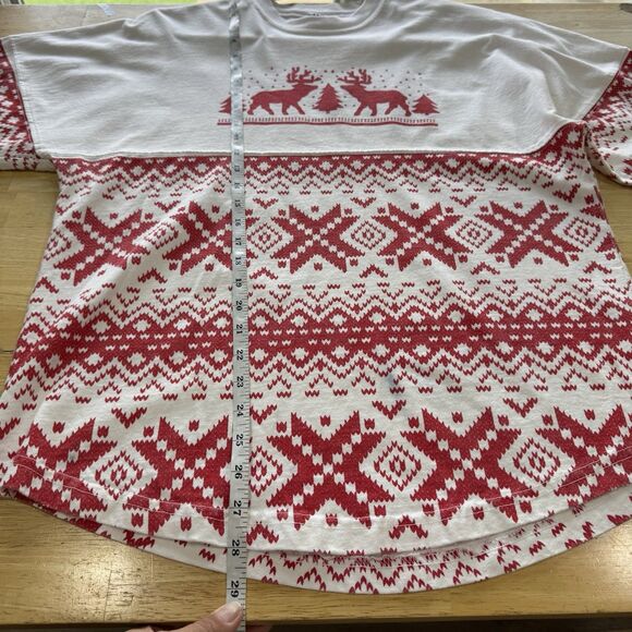 Spirit Jersey Vintage “Let It Snow” Red Snow Flakes Moose Fair Isle Shirt Size S - Picture 8 of 11